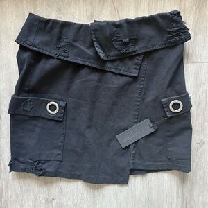NWT Carmar Black Distressed Mini Skirt/ Size 12